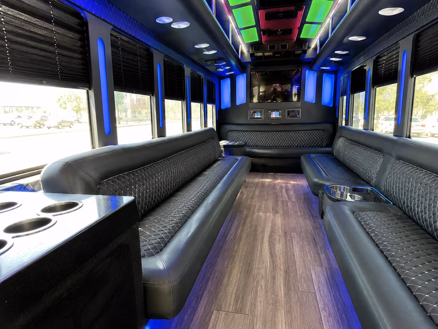 sparks 15 passenger party bus inside