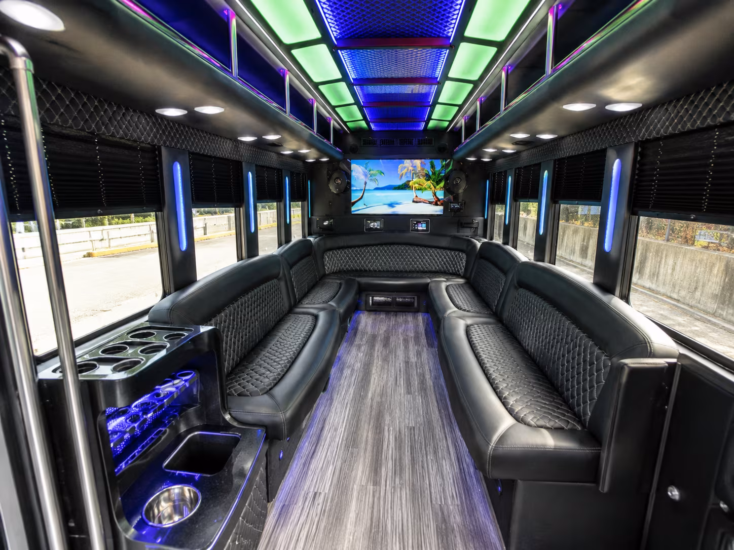 sparks 18 passenger party bus inside