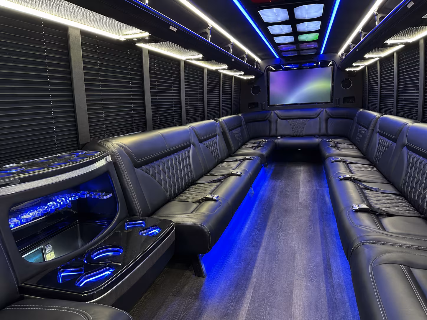 sparks 20 passenger party bus inside